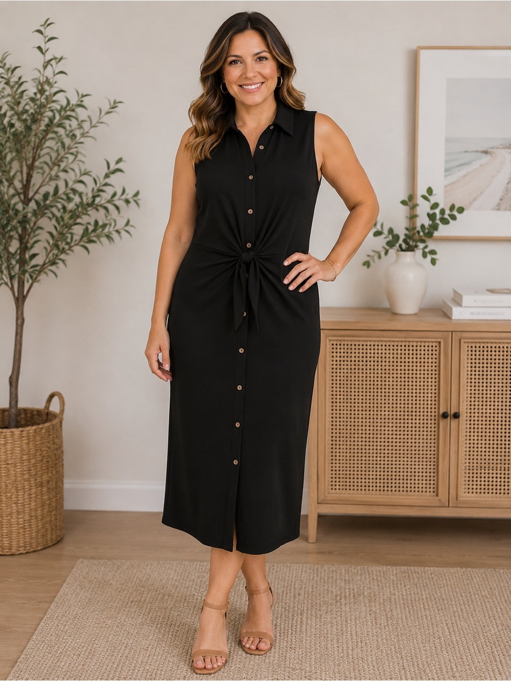 Philosophy Elegant Black Button-Down Dress XL